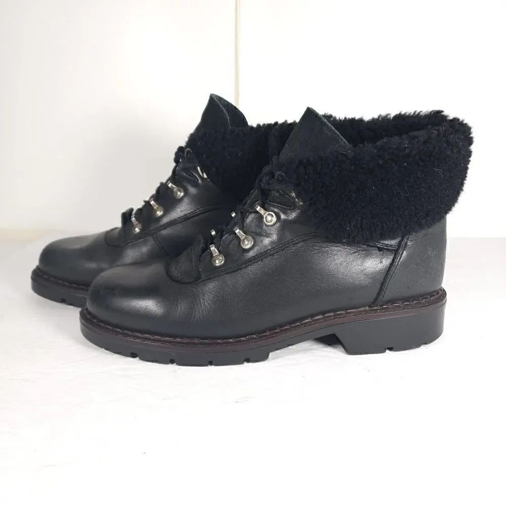 Sorel Women's Chamonix US 10M Black Leather Lined Lace Up Shearling Winter Boots